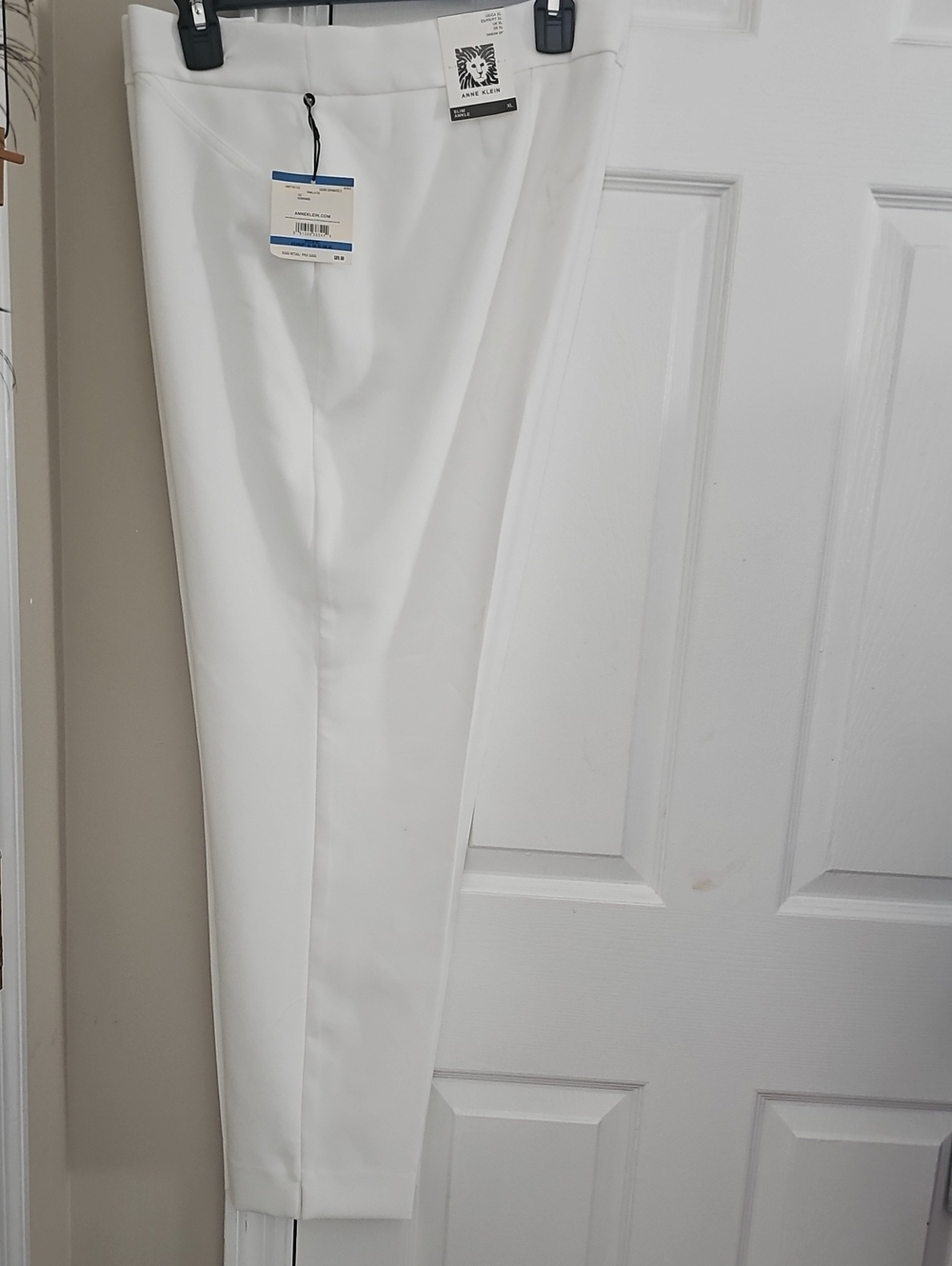 Anne Klein White Straight-Leg Dress Pants, Stretch